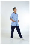 Mandrian Shirt Model-1 Light-Blue-&-Navy-Blue-2